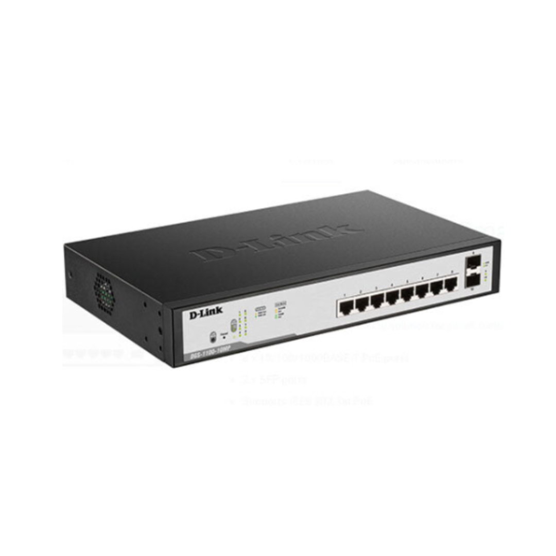 D-Link 8 Port Full Poe Giga Smart Switch +2 SFP Port DGS F1100-10PS