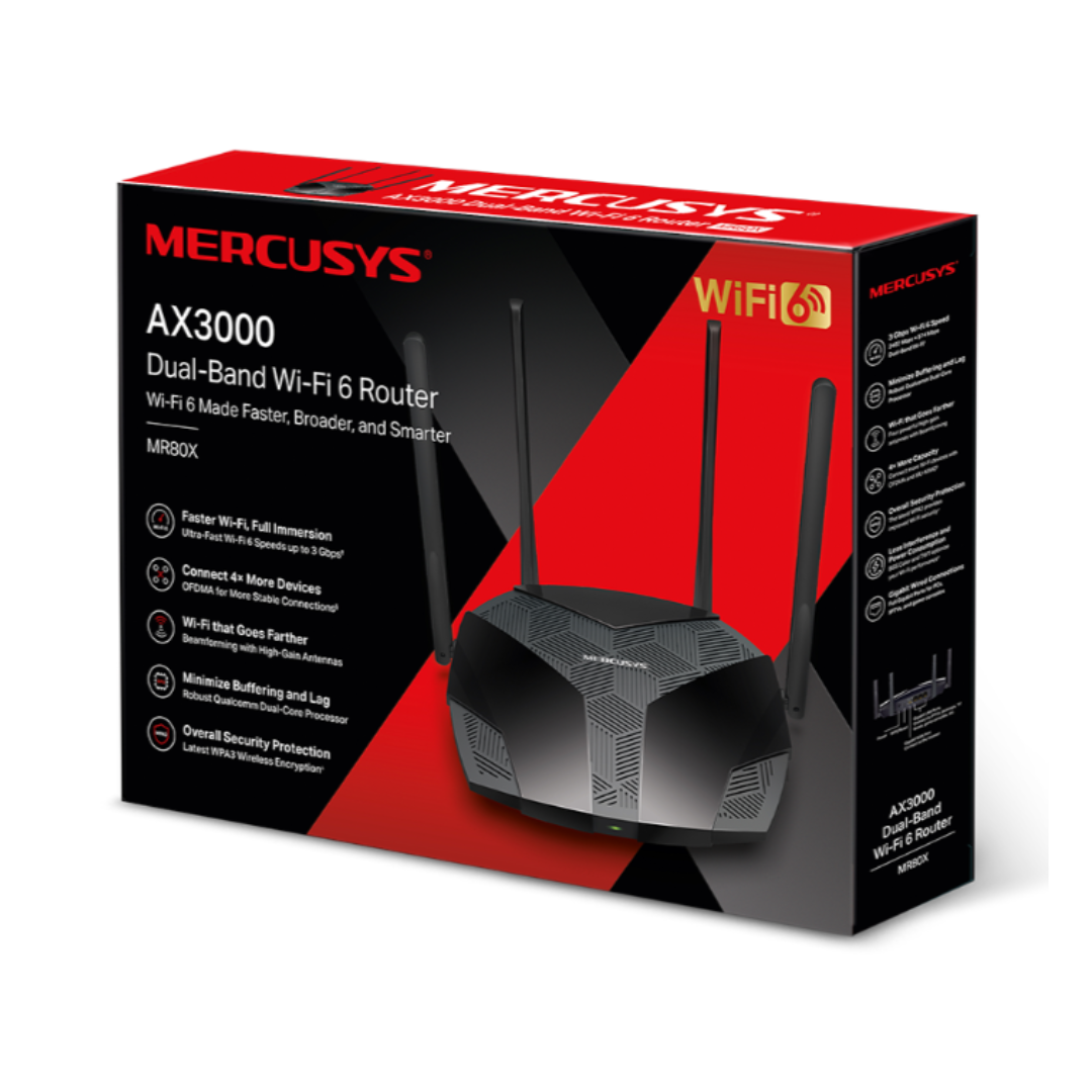 Mercusys Dual Band Wifi Router 3000Mbps MR80X
