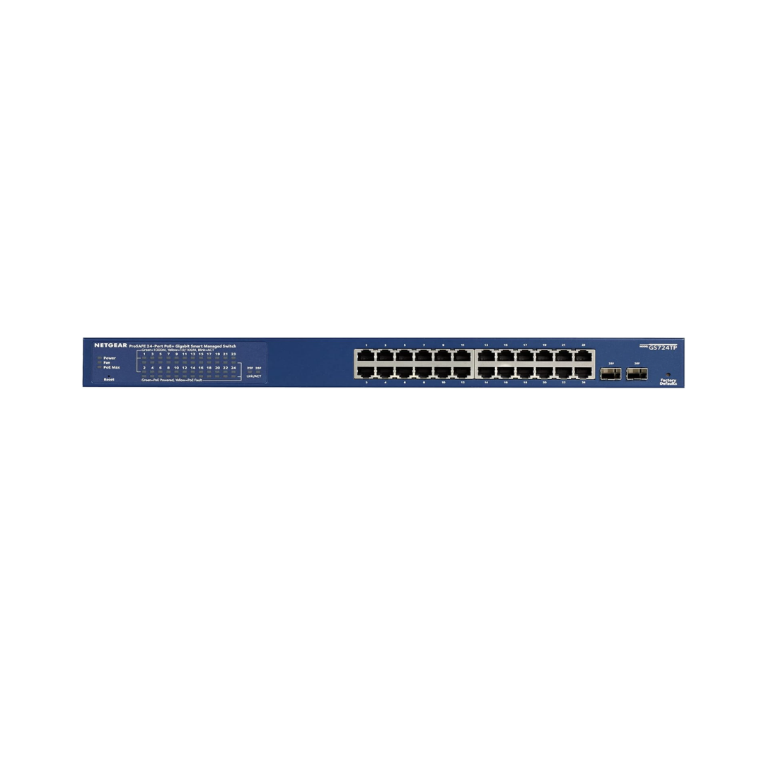 Netgear 24-Port Gigabit Ethernet Poe Smart Switch with 2 SFP Ports GS724TP-200INSNetgear