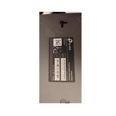Back view of a TP-Link electronic device with branding and certification labels.