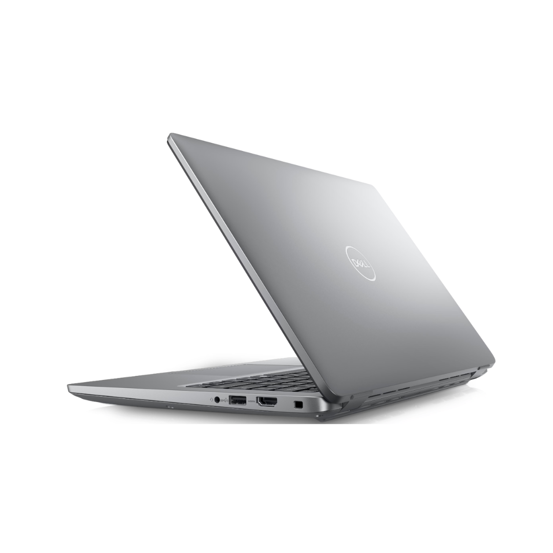 Silver laptop on a white background