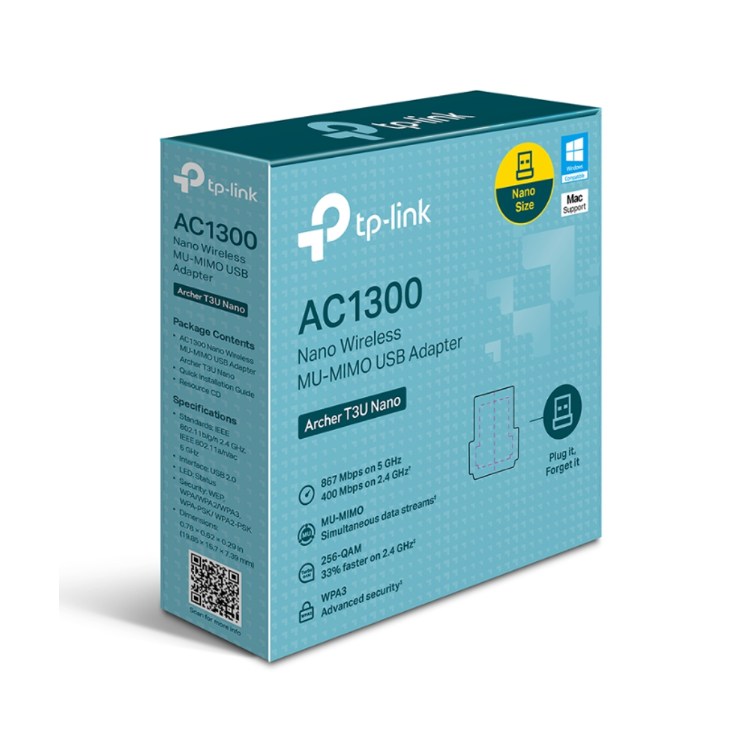 Tp-Link Dual band USB W/ls Adaptor Ac1300 Archer T3u Nano