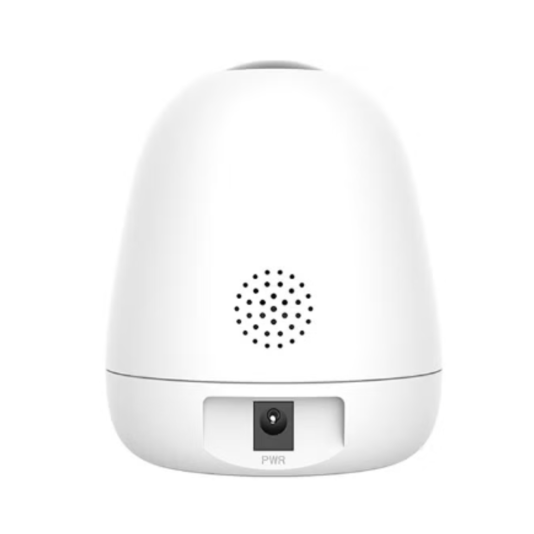 White cylindrical device with a black circular pattern on a white background