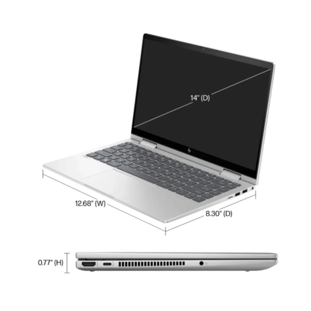 Laptop with dimensions labeled on a white background