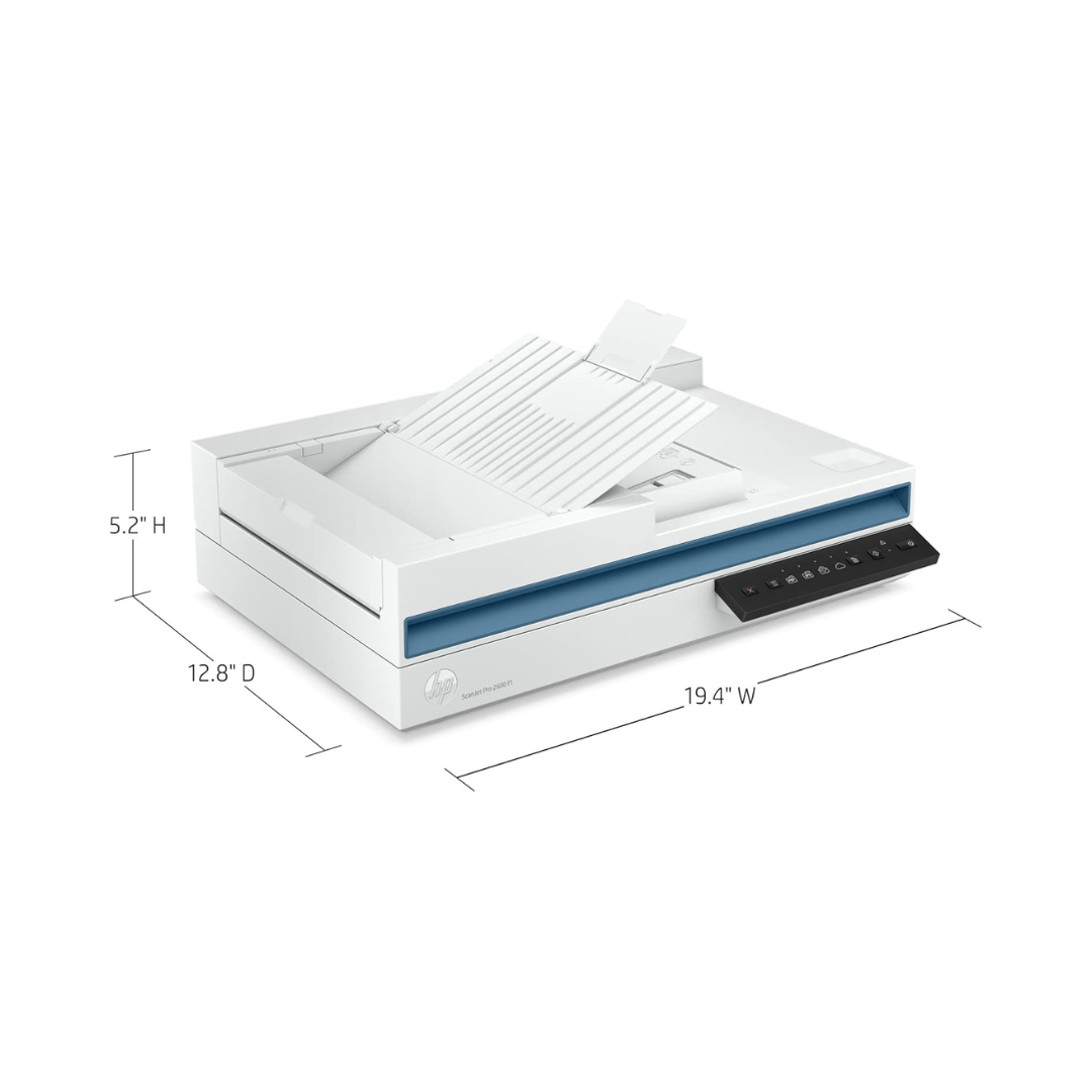 White electronic device with dimensions labeled on a white background