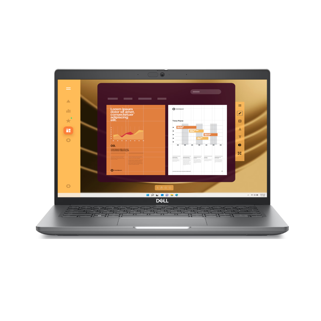Laptop with a colorful display on a white background