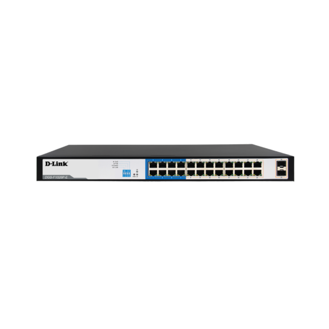 D-Link 24 Port PoE Switch with 2 SFP Ports Long Range 250M DGS-F1026P