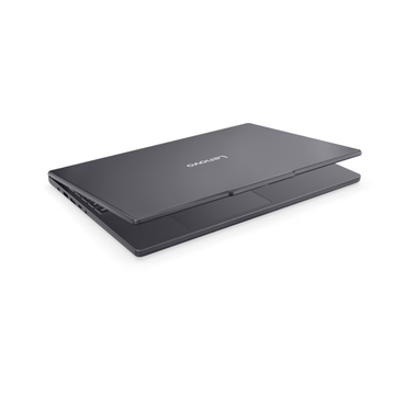 Black laptop with a brand logo on a white background