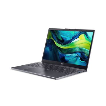 Laptop with a colorful display on a white background