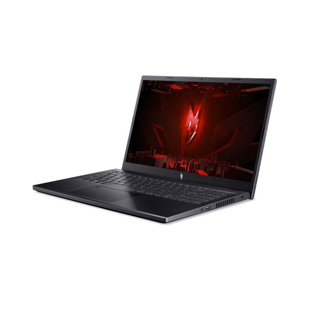 Black laptop with red screen on a white background