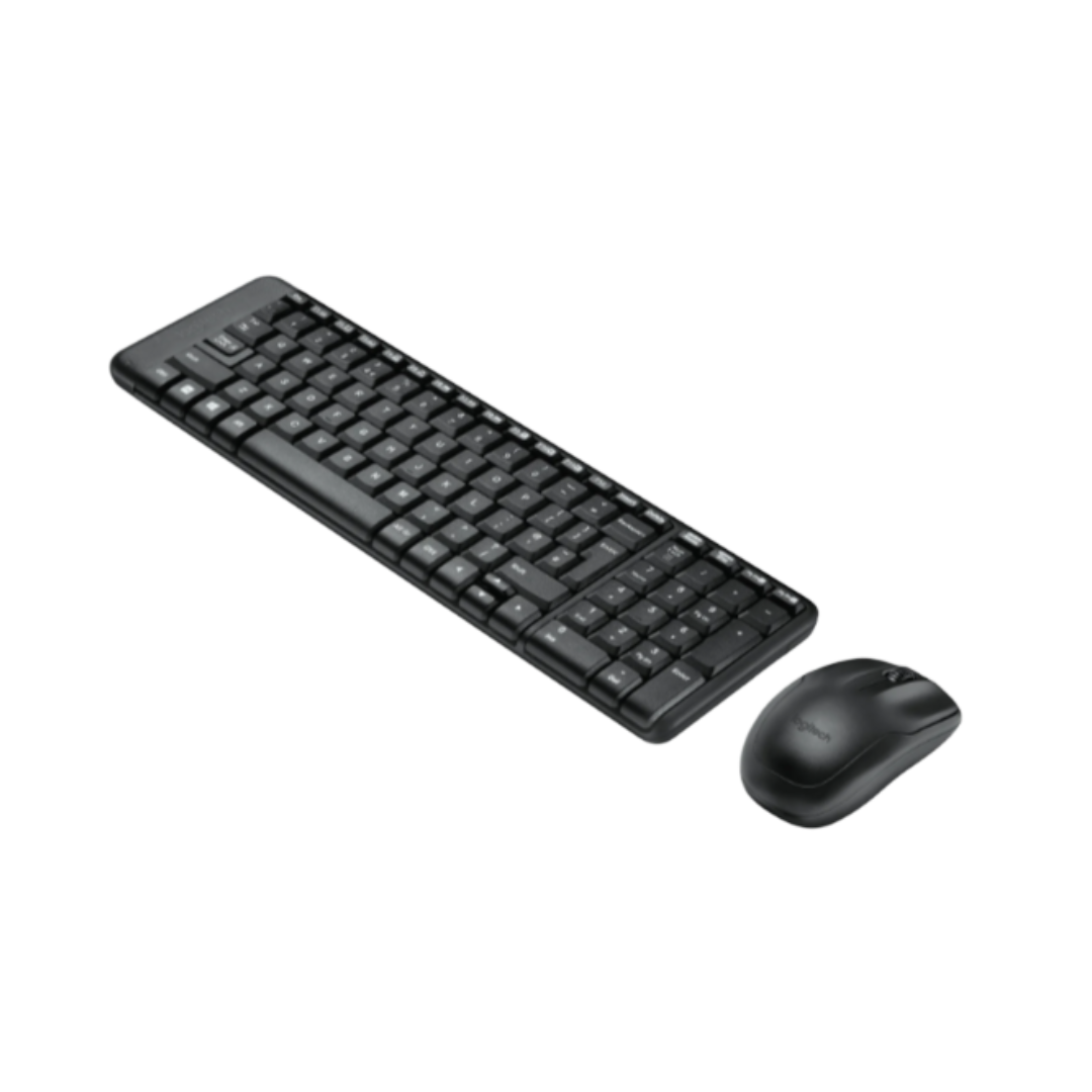 Black keyboard and mouse set on a white background