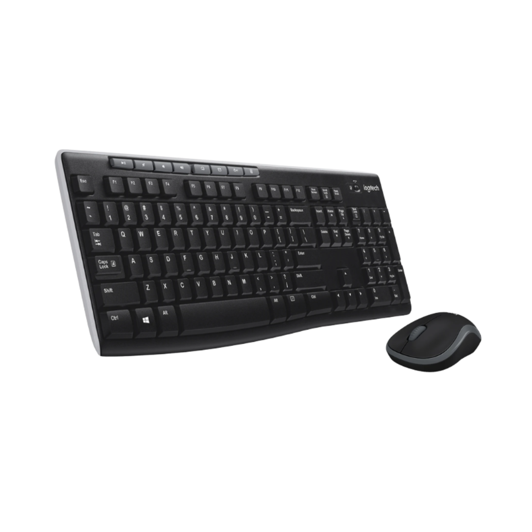 Black keyboard and mouse set on a white background