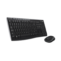 Black keyboard and mouse set on a white background