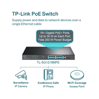 Tp-Link 18Port Gigabit Easy Smart Switch with 16-Port PoE+ TL-SG1218MPE