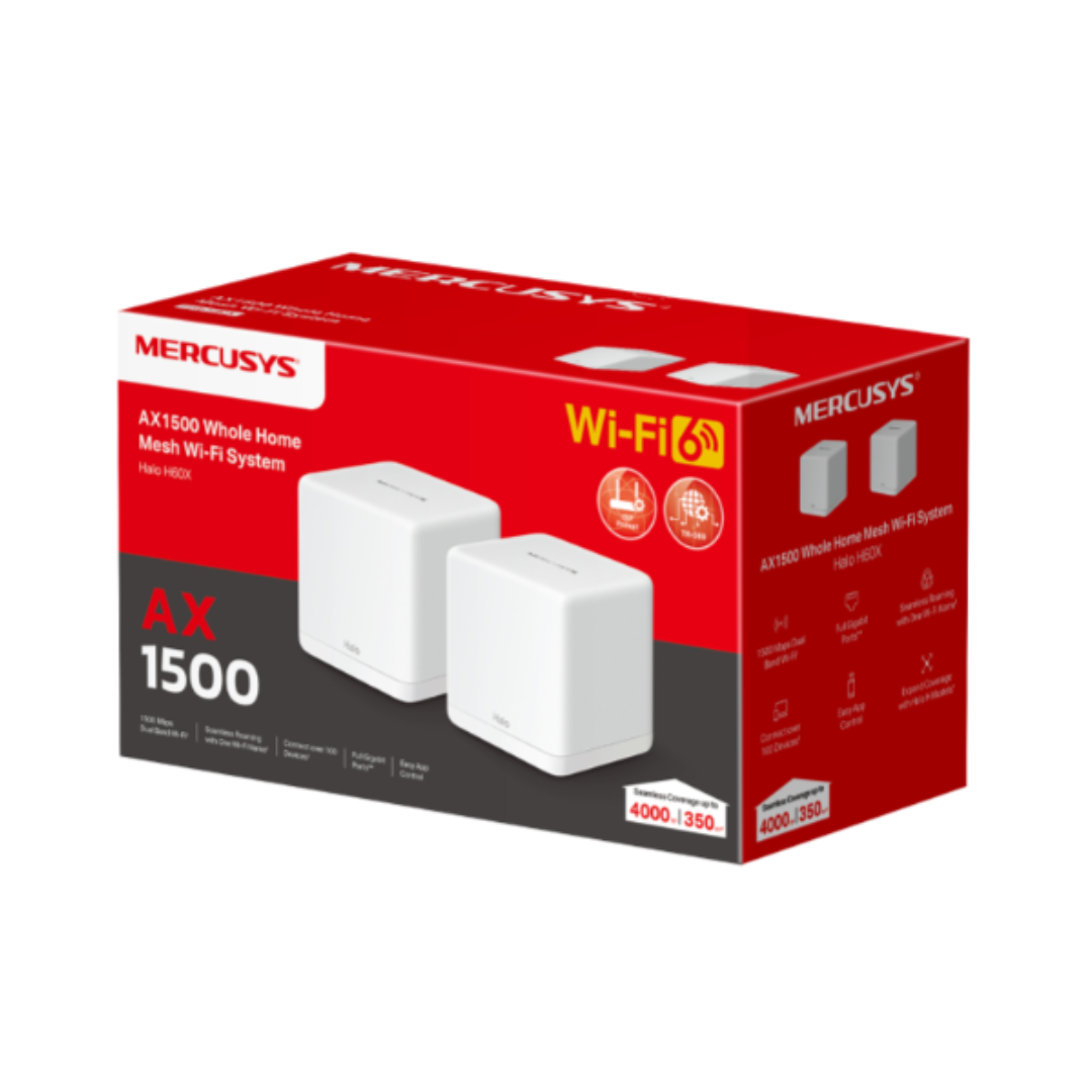 Mercusys AX1500 Whole Home Mesh Wi-Fi 6 System Halo H60X(2Pack)
