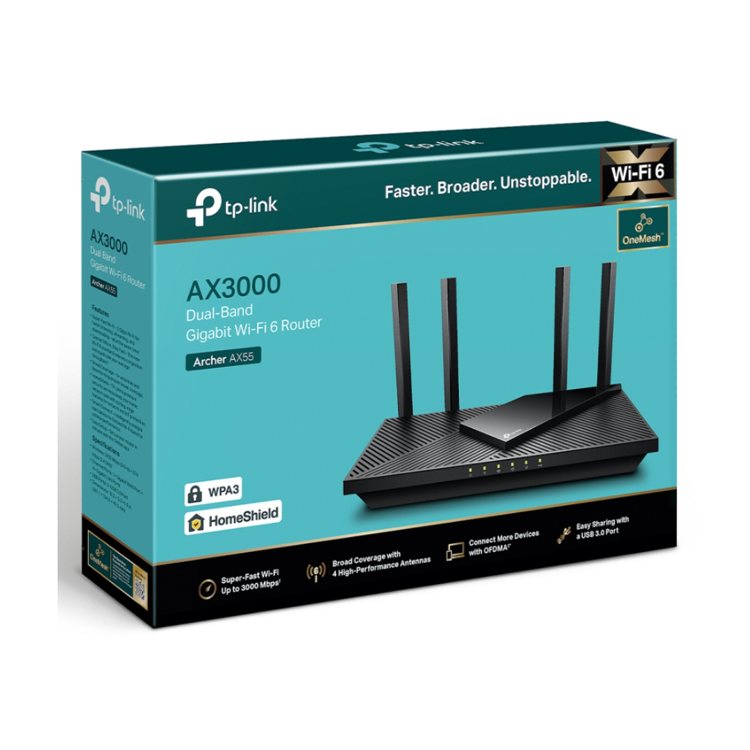 Tp-Link AX3000 Dual Band Gigabit Wi-Fi 6 Router Archer AX55