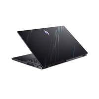 Black laptop with a visible brand logo on a white background