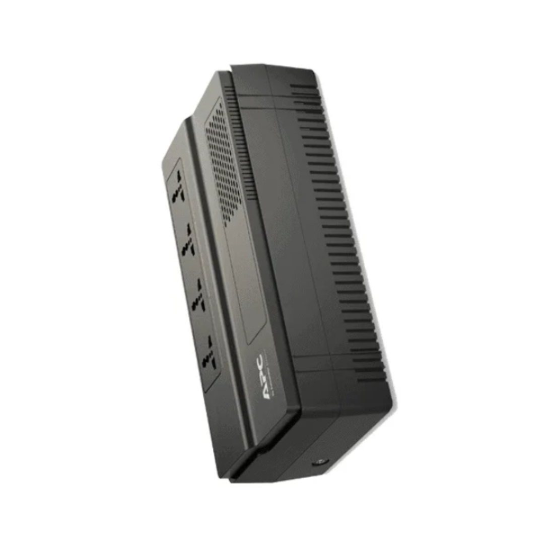 Black electronic device with multiple ports on a white background