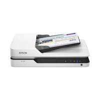 Epson scanner with a document on top on a white background